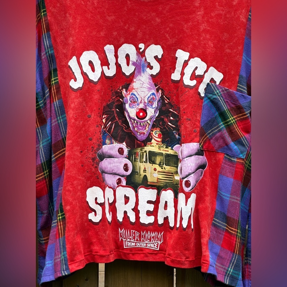 KILLER KLOWNS FROM OUTER SPACE Jojo's Ice Scream Upcycled Shirt - Free Size - Picture 3 of 4